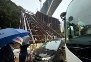 河内川橋（仮称）の現場におけるインクライン